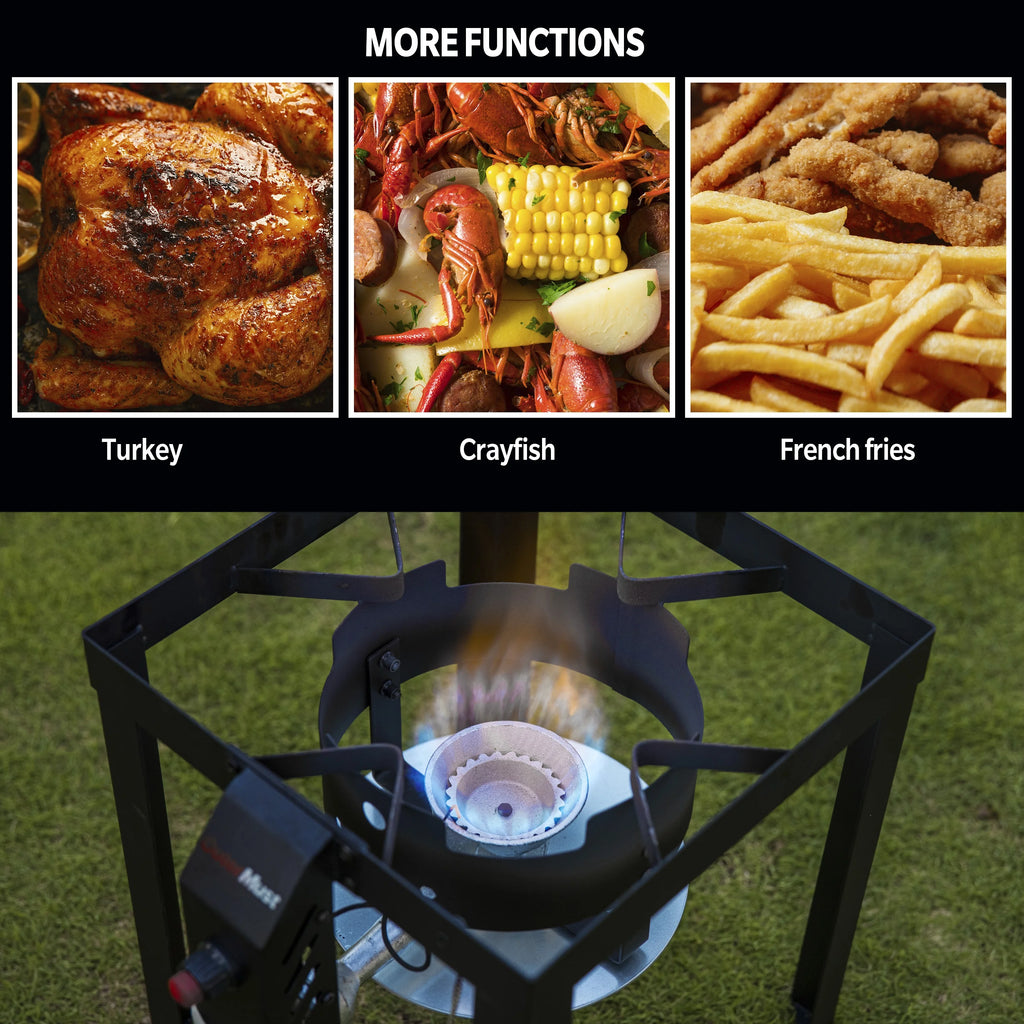 OuterMust 30Qt.?Outdoor Turkey Fryer with Basket and 11 Qt. Fish Fryer, 50,000 BTU Propane Aluminum Deep Turkey Fryer Kit