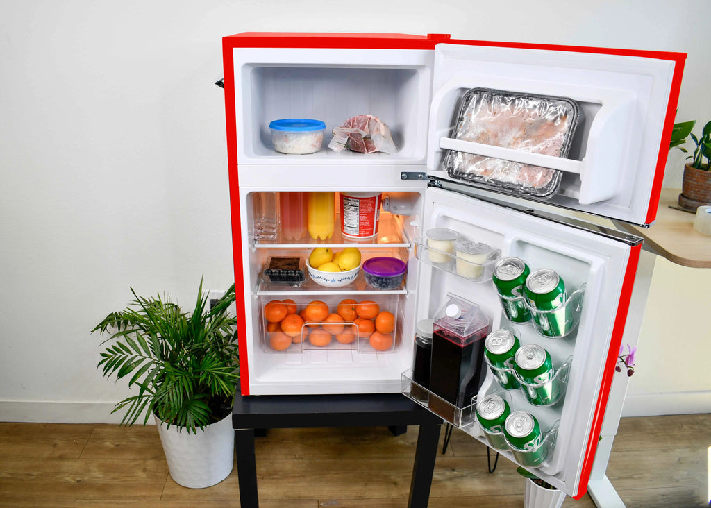 Frigidaire Retro 3.1 Cu ft Two Door Compact Refrigerator with Freezer, Red