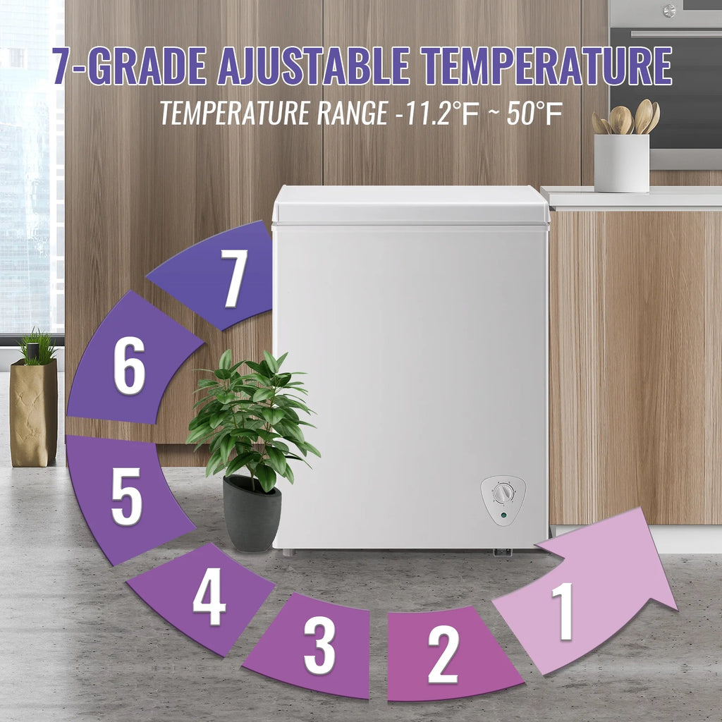 TACOOL Chest Freezer 3.8 Cu.ft Large Capacity with 2 Removable Basket Small Mini Deep Freezer Top Open Door White