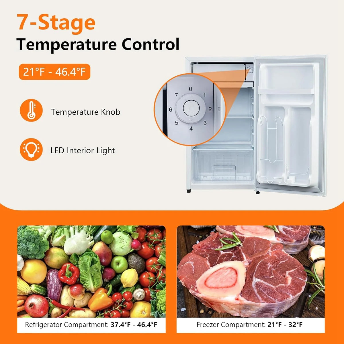 Aoile 3.2 Cu.Ft Compact Refrigerator, Single Door Mini Fridge with Top Freezer, White