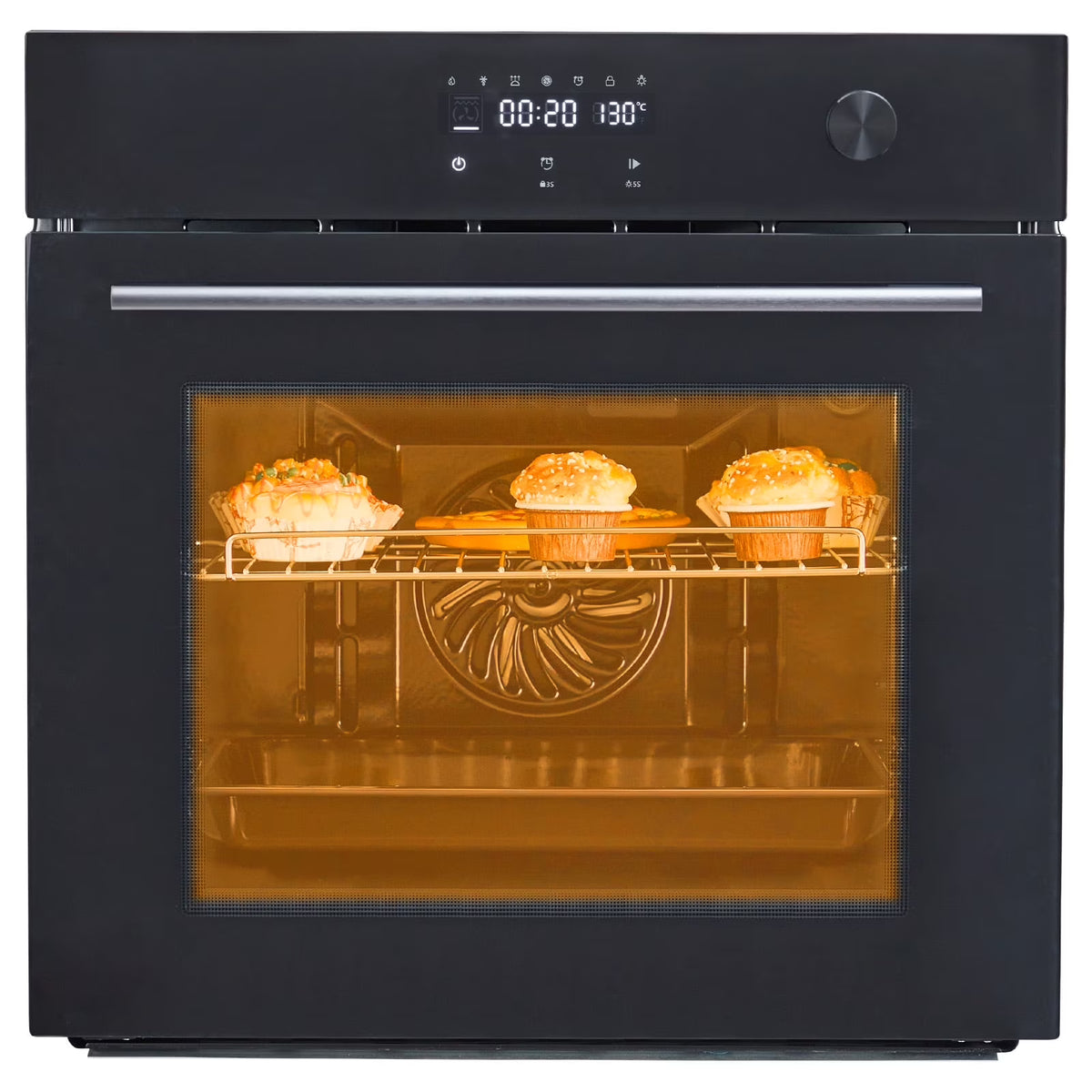 2025 New Single Wall Oven 24" Electric, 3000W Gas, 8 Cooking Functions, Convection Cooking, Touch Screen & Mechanical Knobs, Stainless Steel Built-in 2.5 Cu.ft.