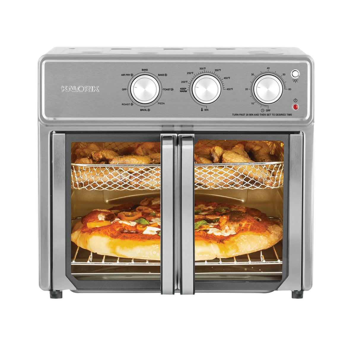 Kalorik MAXX 26 Quart Air Fryer Oven, Stainless Steel, A large chicken, 26-Quart Capacity