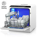 FOHERE Countertop Dishwasher with 6H Delay Cleaning, Portable Dishwasher w/5L Built-in Water Tank, 6 Programs, 360��Dual Spray, High-Temp