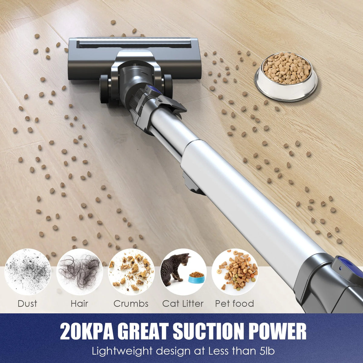 MOOSOO Stick Vacuum Cleaner, 4-in-1 Handheld Cordless Vacuum with Powerful Suction for Home Hard Floor Carpet Car Pet Hair, XL-618A