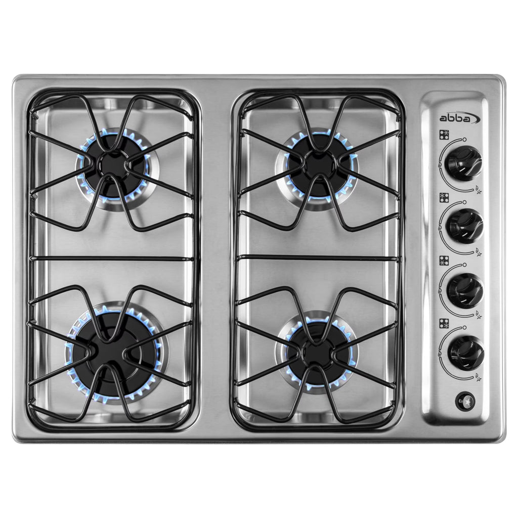 ABBA Appliances 24�� Gas Cooktop in Stainless Steel with 1 Ultra Fast and 3 Fast Burners