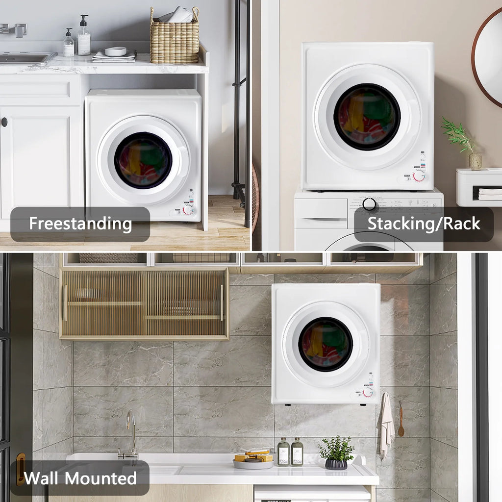 GYJ40-168I1 Compact portable Household clothes Dryer 4KG 2.6CUFT with Stainless Steel Drum White 120V 1400W MECHANICAL Control
