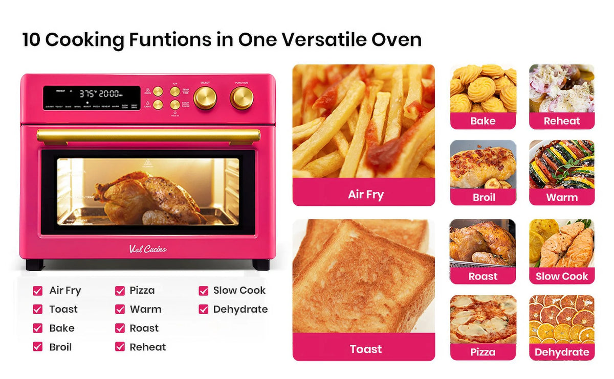 VAL CUCINA 10-IN-1 AIR FRYER TOASTER OVEN -  BRUSHED STAINLESS STEEL