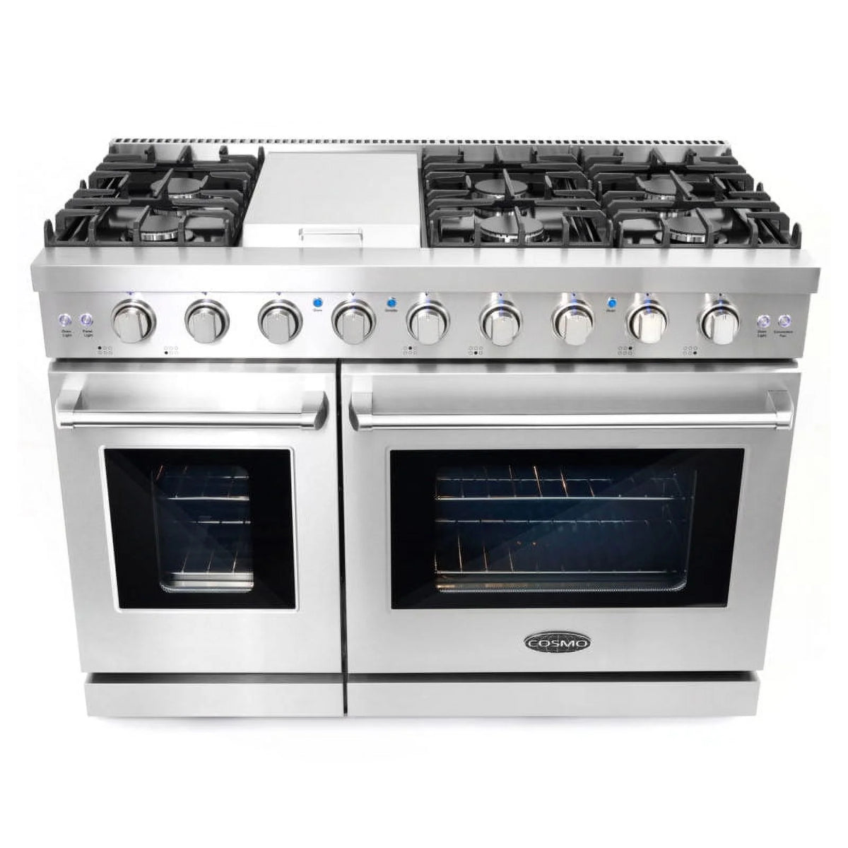 48" Freestanding Double Oven Gas Range, 6 Sealed Gas Burners, Convection Oven