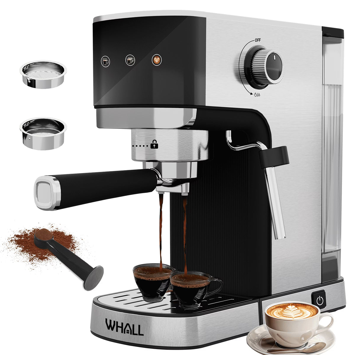 WHALL Touchscreen Espresso Machine 20 Bar��Espresso Coffee Maker with Milk Frother Steam Wand, Stainless Steel Coffee Machine with Removable Water Tank New