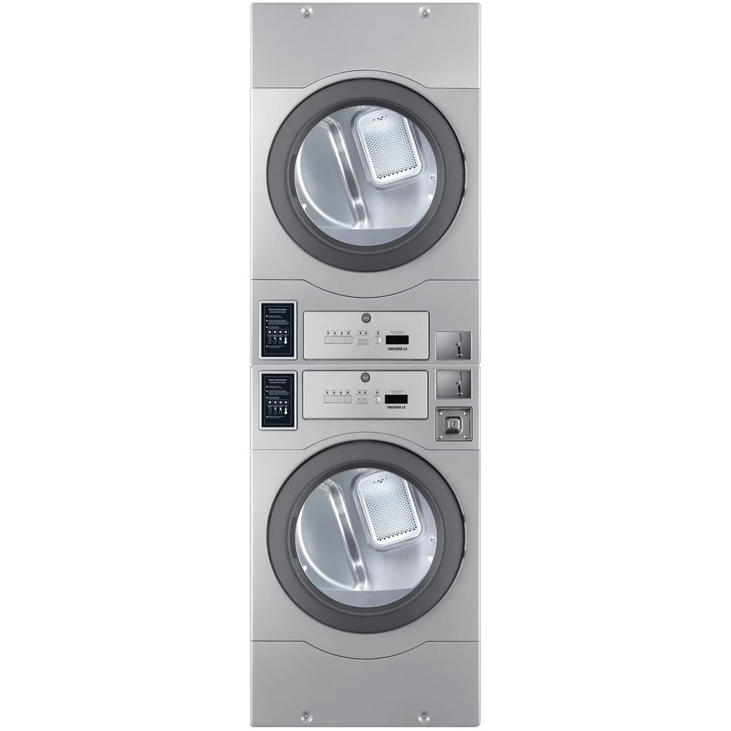 Crossover Stackable 22-Pound Electric Commercial Dryers with Extra Large 7. Cu. Ft. Drum in Silver