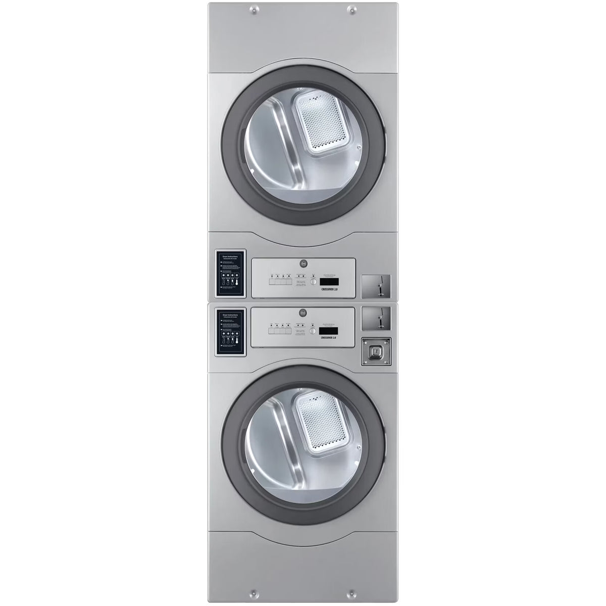 Crossover Stackable 22-Pound Electric Commercial Dryers with Extra Large 7. Cu. Ft. Drum in Silver