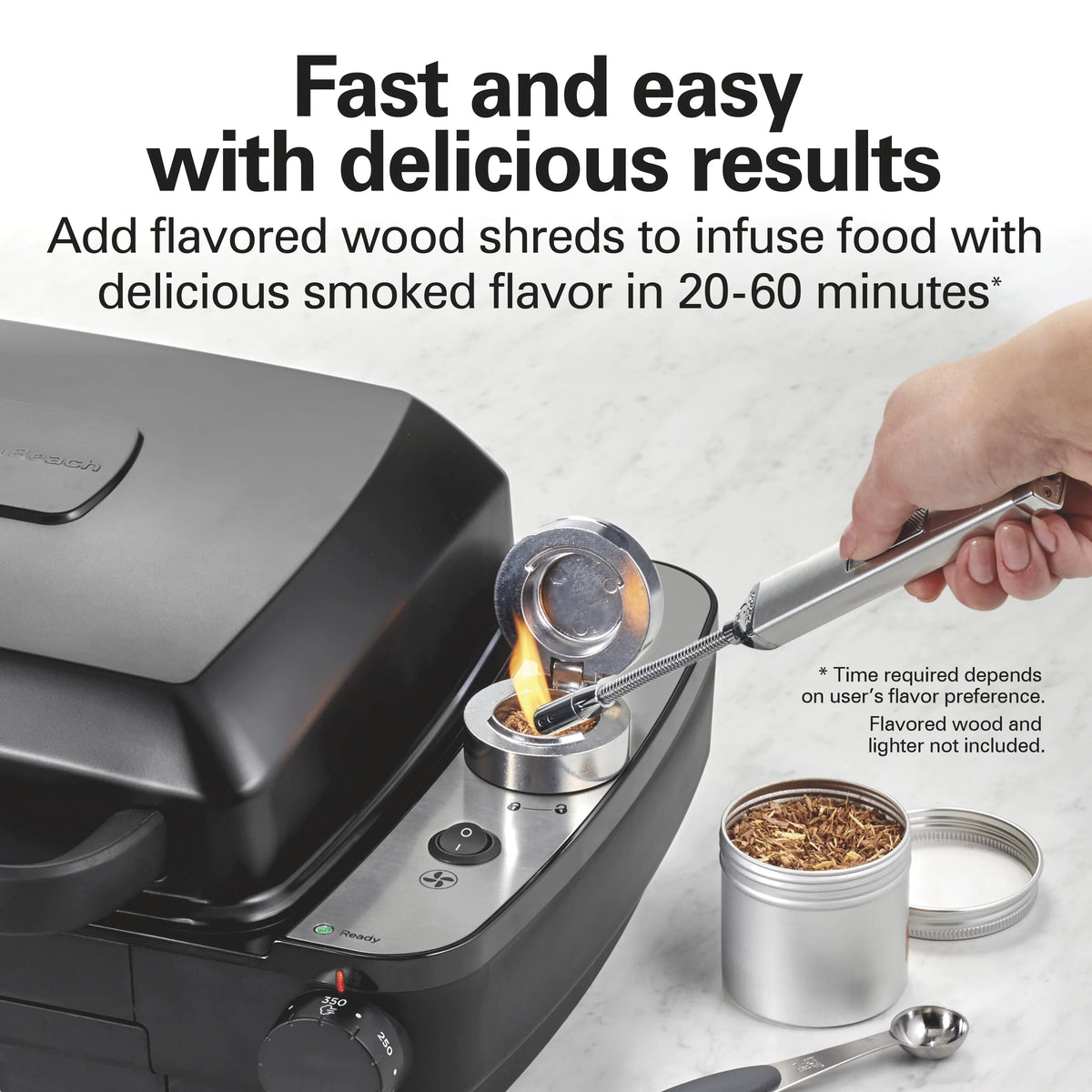 Hamilton Beach Electric Indoor Grill with Hot and Cold Smoke Infuser and Smoking Rack, Black