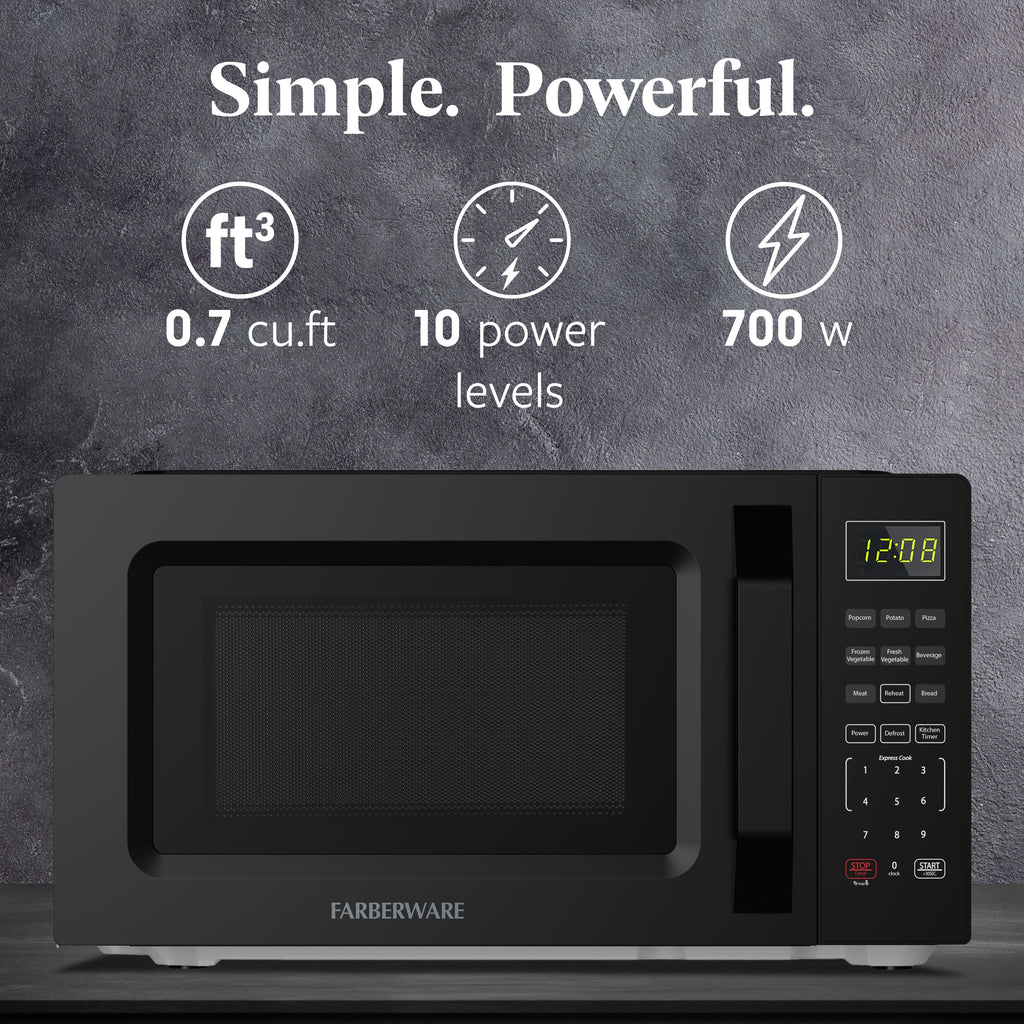 Farberware 1.1 Cu. Ft. 1000-Watt Compact Microwave Oven, Black