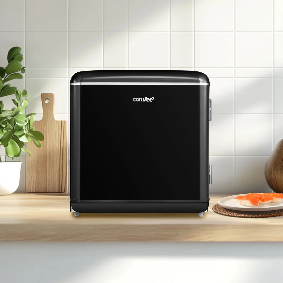 Comfee' 1.7 Cu.Ft Mini Fridge, Compact Retro Refrigerator, Energy Saving, Low Noise, Adjustable Thermostat, Single Door Small Fridge with Chiller Box for Bedroom, Office