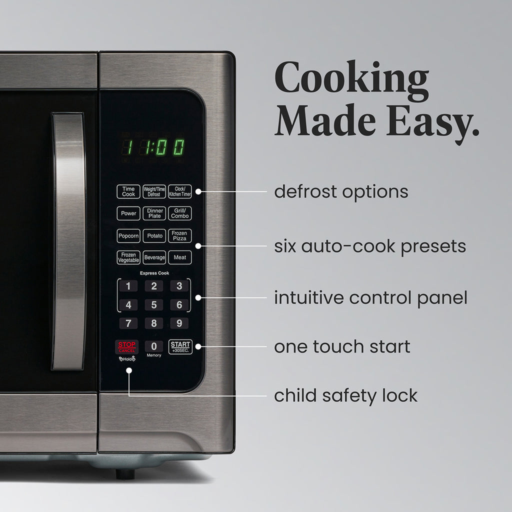 Farberware Professional 1.2 Cu. Ft. 1000-Watt Microwave Oven with Sensor Cooking, Stainless Steel/Black Body Wrap