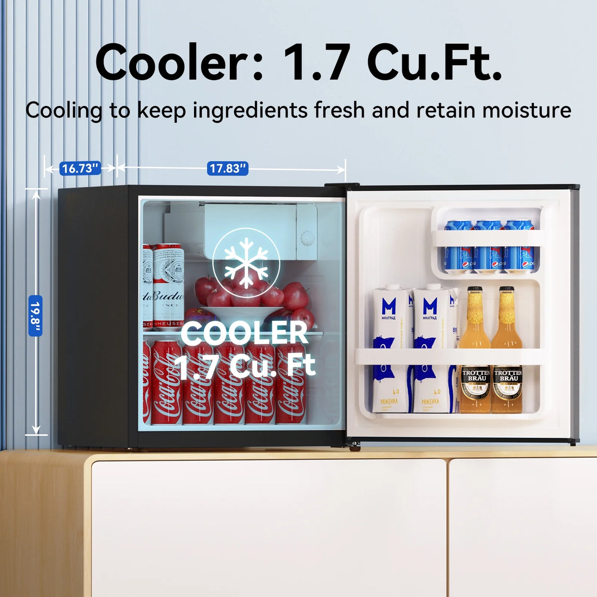 (3 pack) Frestec 1.7 Cu ft Single Door Mini Fridge , grey, New, VOK-17-3PSS