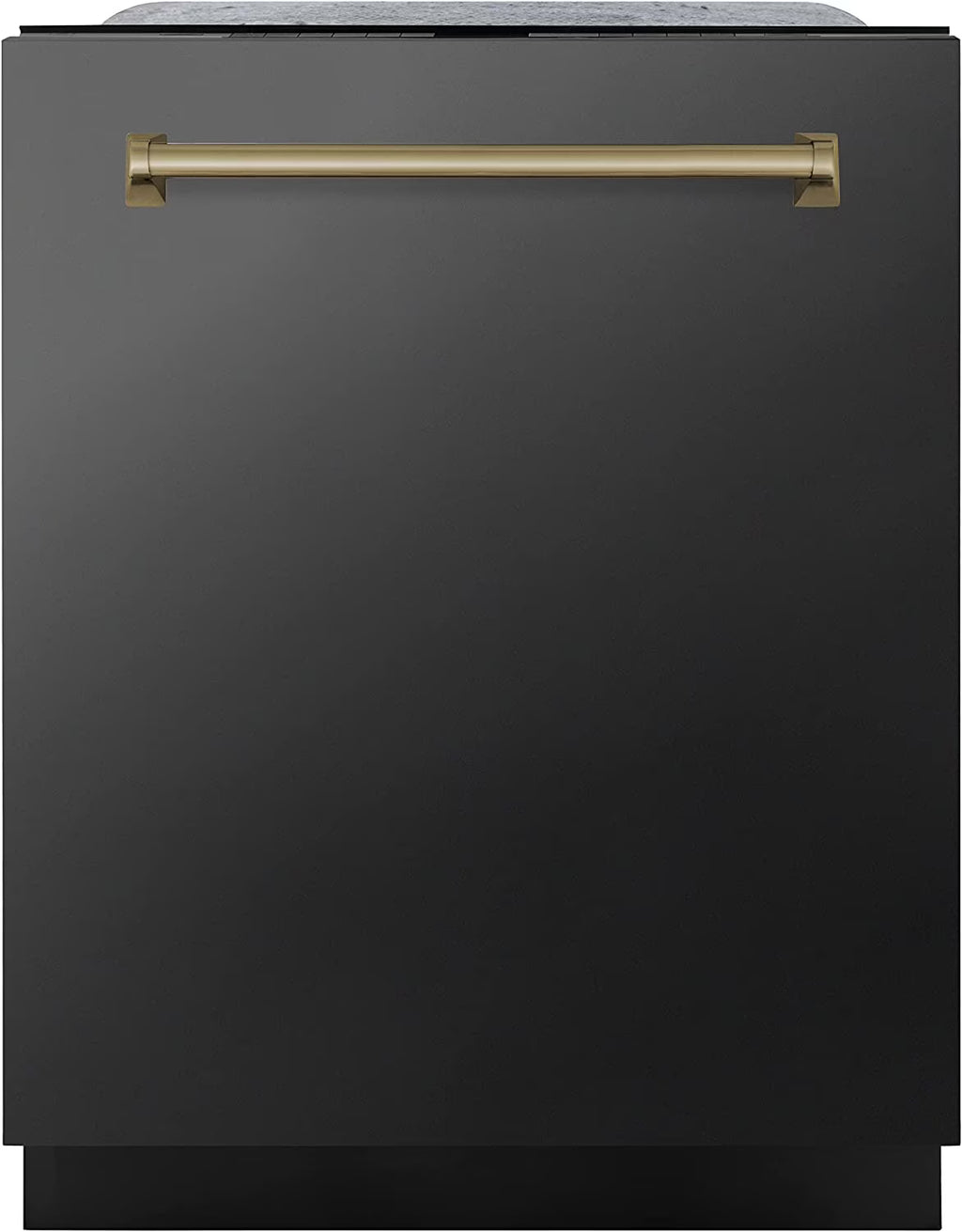 ZLINE Autograph Edition 24" 3rd Rack Top Touch Control Tall Tub Dishwasher in Black Stainless Steel with Gold Handle, 45dBa (DWMTZ-BS-24-G)