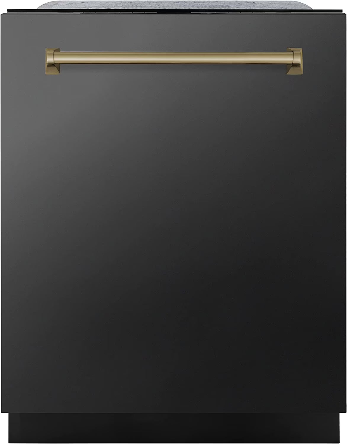 ZLINE Autograph Edition 24" 3rd Rack Top Touch Control Tall Tub Dishwasher in Black Stainless Steel with Gold Handle, 45dBa (DWMTZ-BS-24-G)