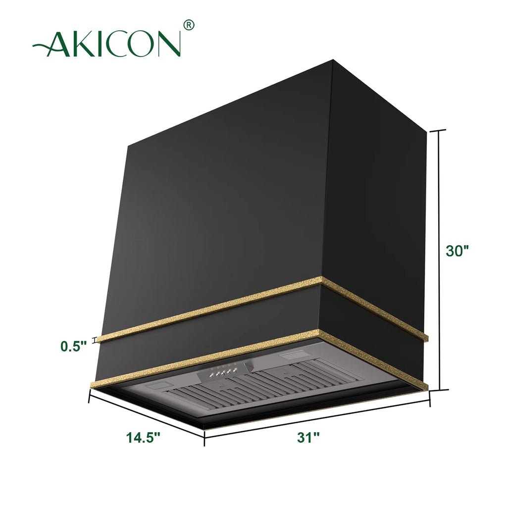 Akicon Range Hood 30 Inch, 600 CFM Ducted Vent Hood, Stainless Steel Box Kitchen Hood with 2 LED Lights, Removable Baffle Filters, Stove Hood Vent for Kitchen, 3 Speeds, Wall Mounted (AK-HS30HB-JBC)