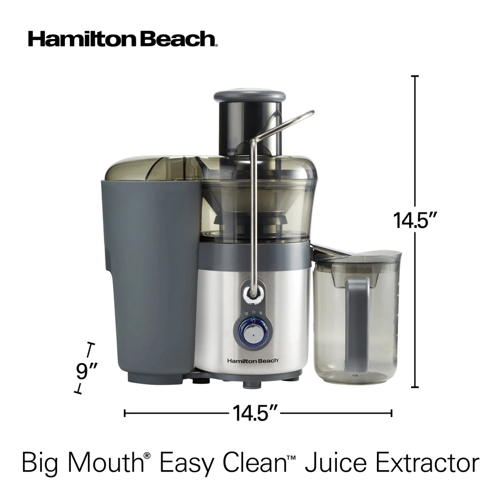 Hamilton Beach Big Mouth Easy Clean Juicer Machine for Fruits and Vegetables with Extra Large Chute, Extractor de Jugos, Stainless Steel