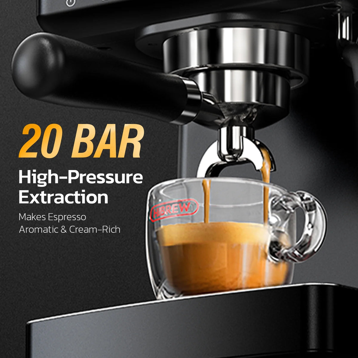 HiBREW 58mm Espresso Machine H10A, 20 Bar Coffee Maker with Milk Frother Steam Wand, Stainless Steel Coffee Machine for Home Use