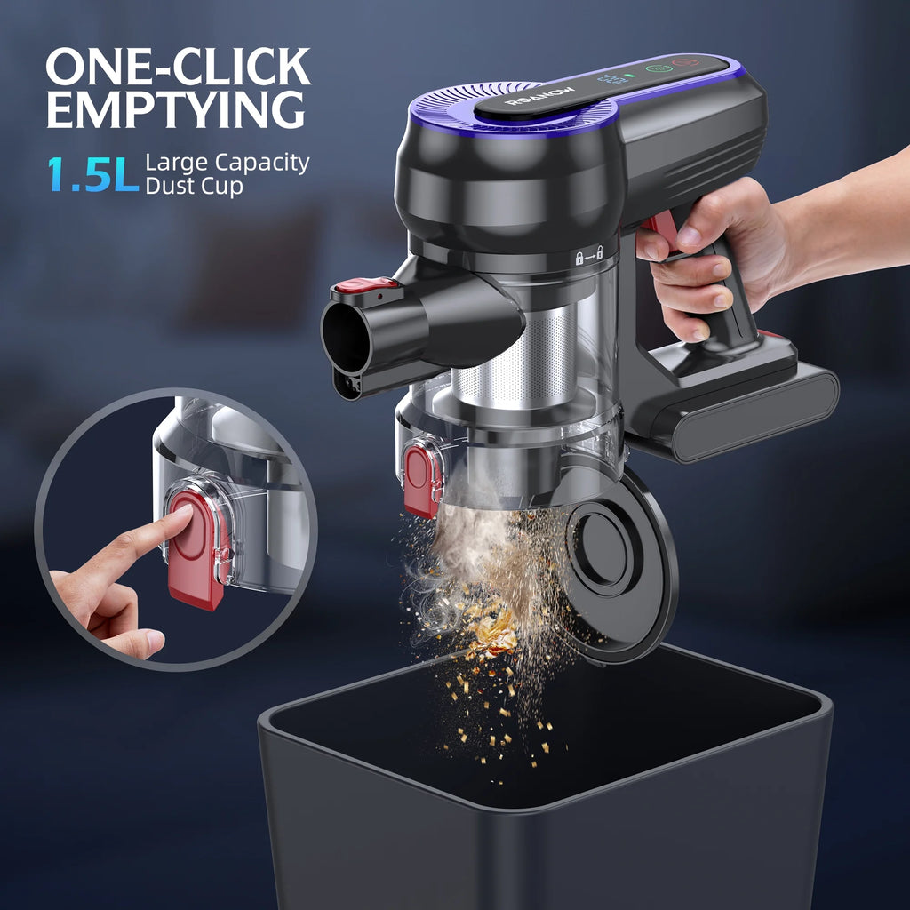 Roanow Cordless Vacuum Cleaner, 38KPA/55Mins with Display Stick Vacuum for Home Hardwood Floor Carpet Pet