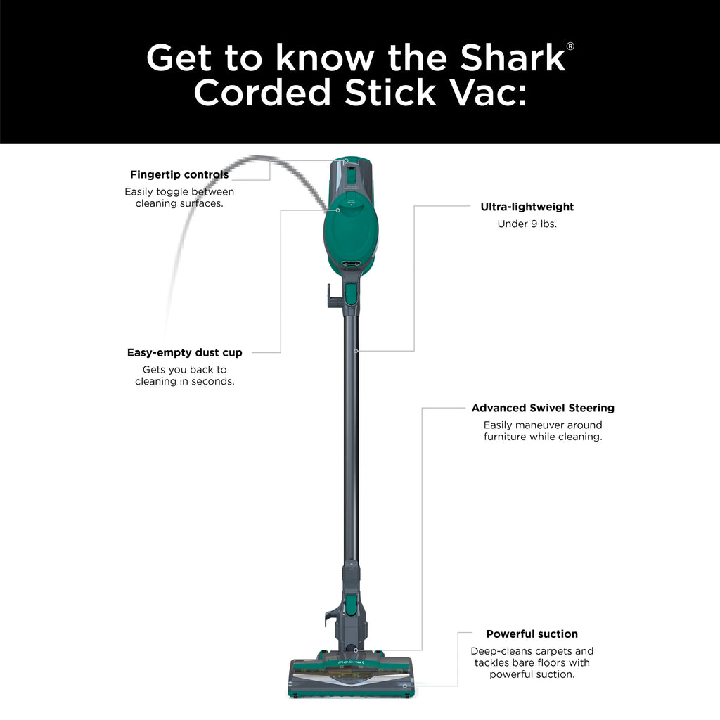 Shark® Corded Stick Vacuum, Green, CS110EM