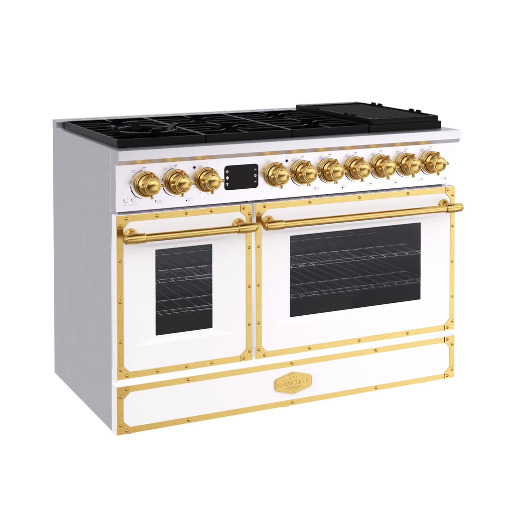 Akicon 48 Inch Freestanding Gas Range with 8 Sealed Burners Cooktop, 6.7 Cu.Ft. Dual Zone Capacity, Natural Gas/LP Convertible-BSGBGGA1