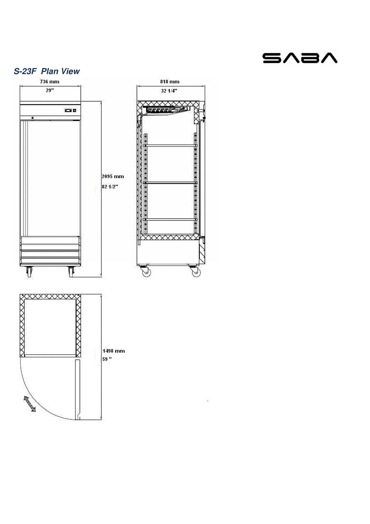 Heavy Duty Commercial 23 cu ft Solid Door Stainless Steel Upright Reach-in Freezer (1 Door)