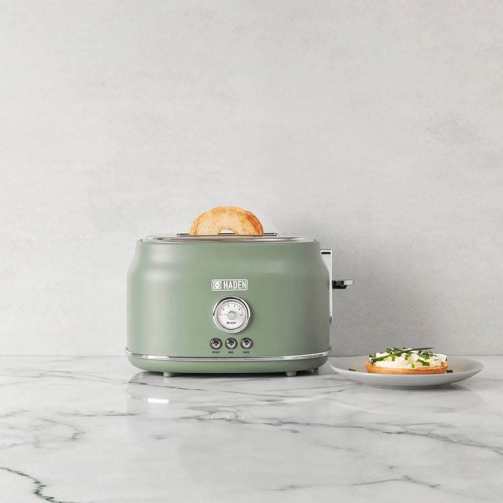 Haden Dorset 2 Slice Wide Slot Stainless Steel Toaster, Cedar Green/Chrome