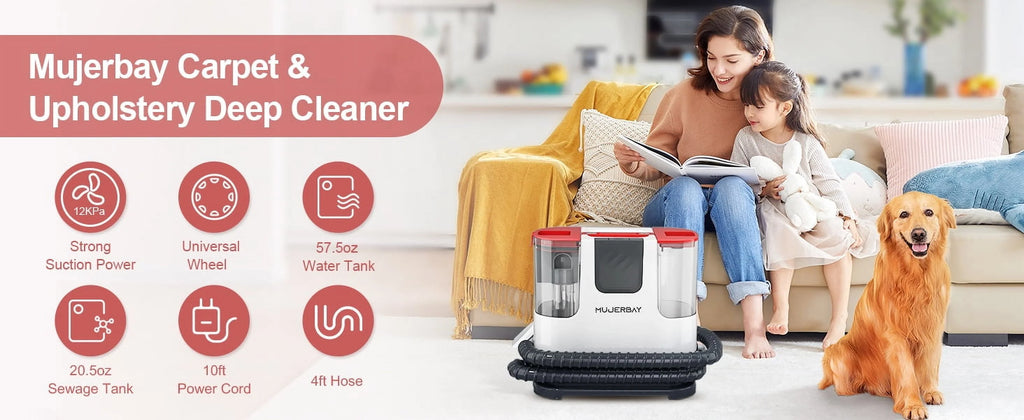Aeitto 12Kpa Portable Furniture Water Extractor - Odor/Stain Removal, Ideal for Sofa, Carpet, Car, Pet Messes