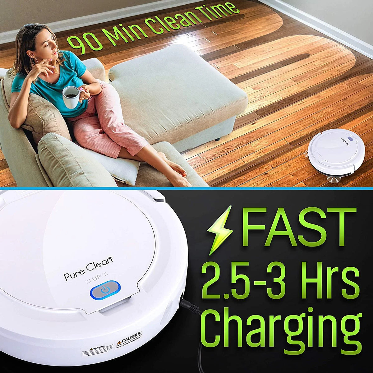 Pure Clean PUCRC25PLUS - Pure Clean Smart Vacuum Cleaner - Automatic Robot Cleaning Vacuum