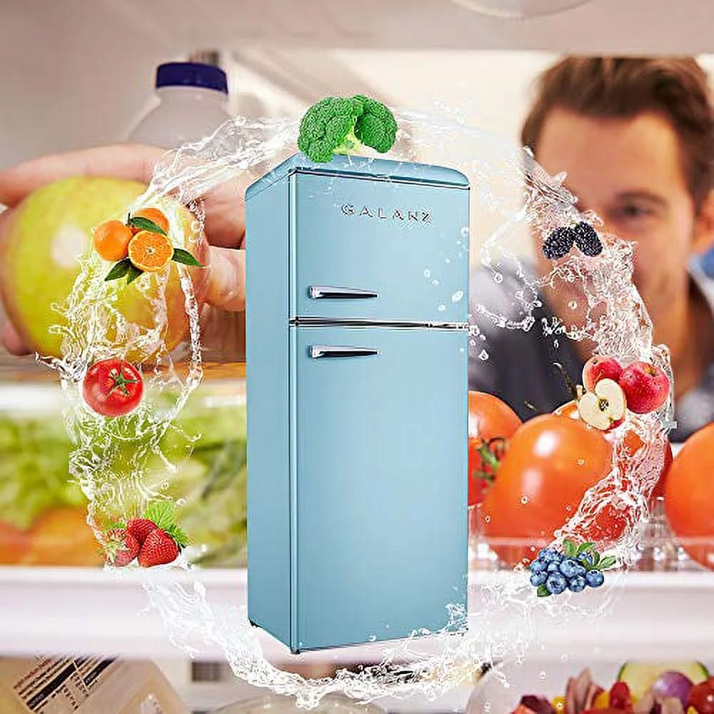 Galanz GLR10TBEEFR 10 Cf. Top Mount Refrigerator Retro Style