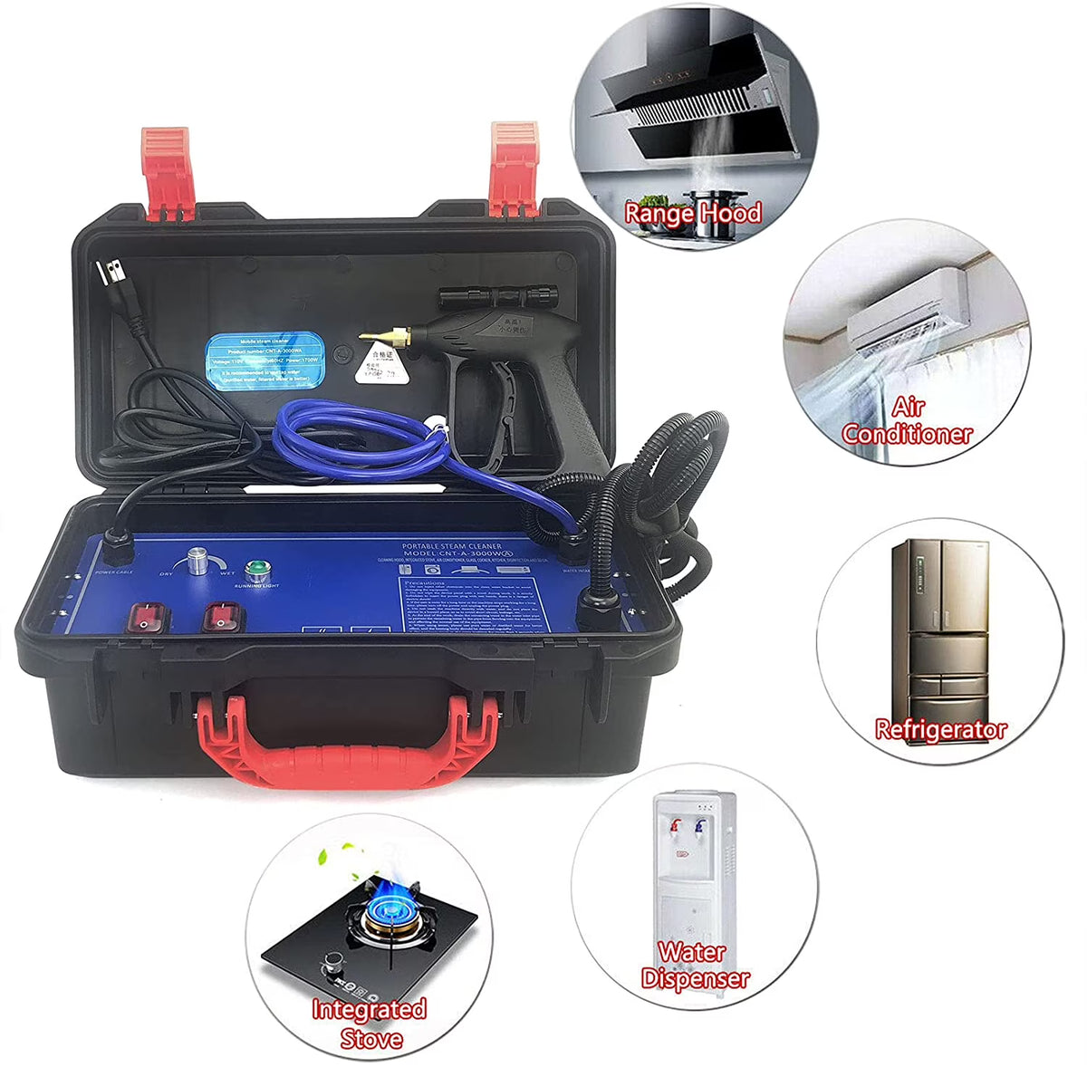 Miumaeov Multipurpose Heavy Duty Steamer, 110V 1700W Steam Cleaner Machine High Pressure High Temperature for Range Hood Car