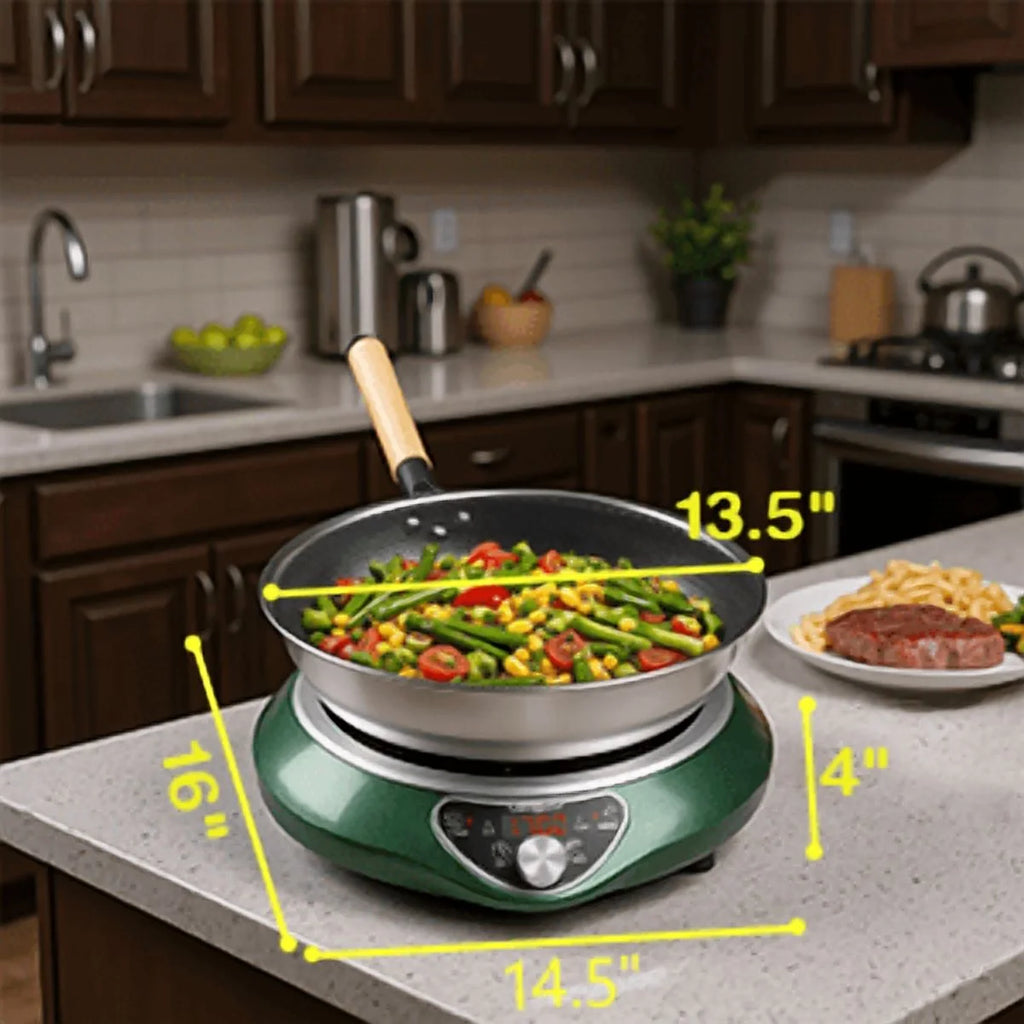Induction Cooktop 1700W 85V~120V Wok Pan (included) Portable Electric Stove 18 Hours Timer 16 Level Temp&Power Ctrl Cookware Appliances Skillet Plates