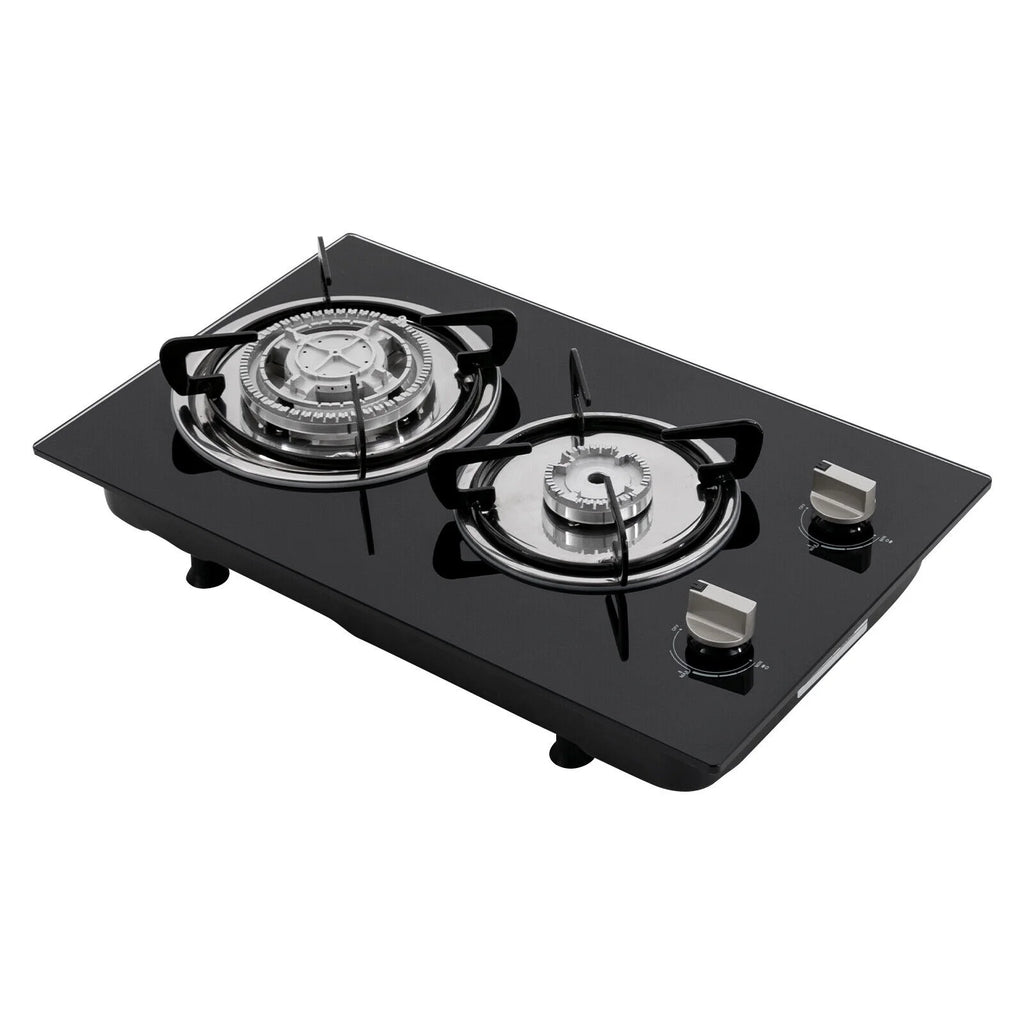 2 Burner Modern Gas Cooktop Gas Stove Top with 2 Burner Black 20.47*12.6 in