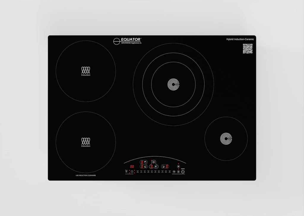 Equator 30" Electric Hybrid CERAMIC-INDUCTION 4 Burner Cooktop 9 Power 220V