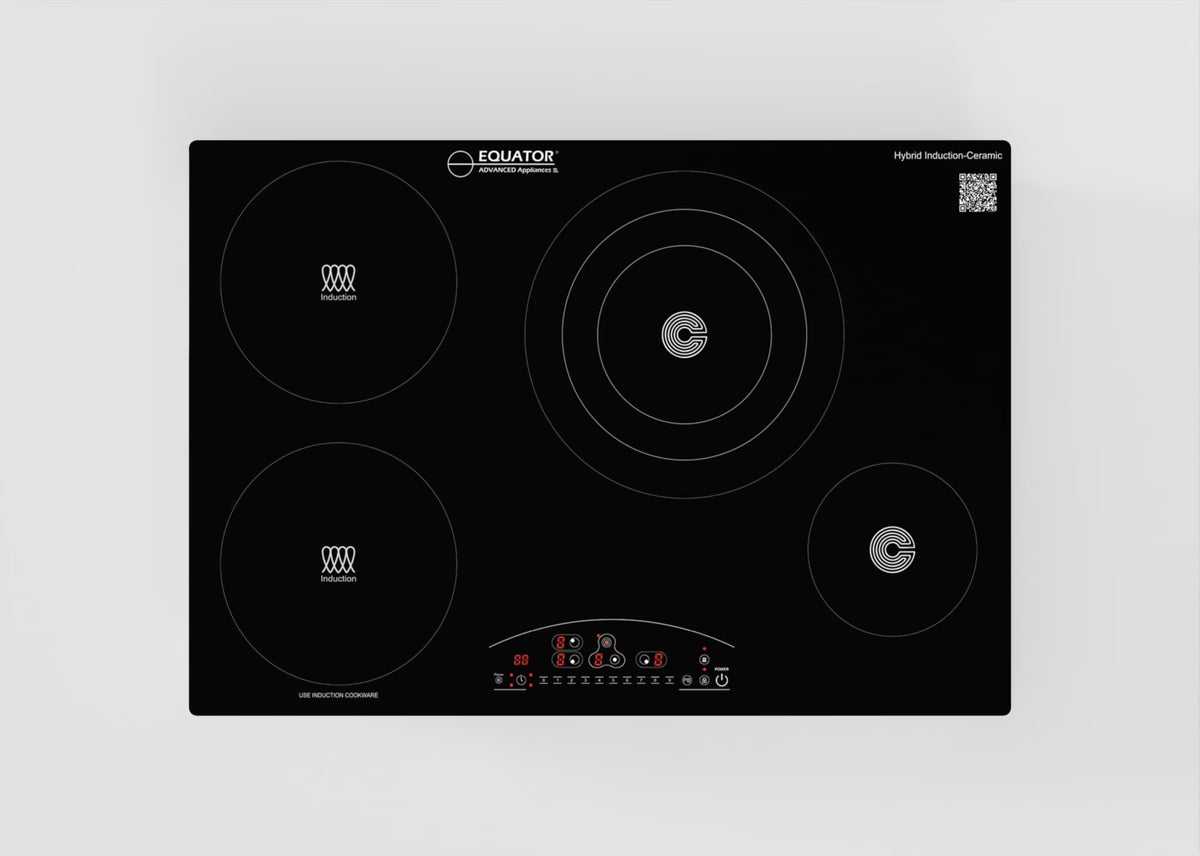 Equator 30" Electric Hybrid CERAMIC-INDUCTION 4 Burner Cooktop 9 Power 220V