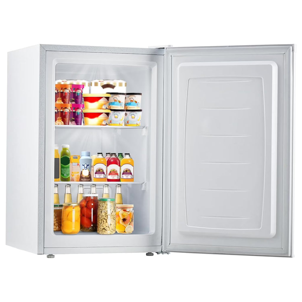 M optimized Upright Freezer, 3.0 Cu.Ft. Compact Mini Freezer with Reversible Single Door, 7 Adjustable Thermostat & 3 Removable Shelves, for Apartment, Dorm, Home, Office