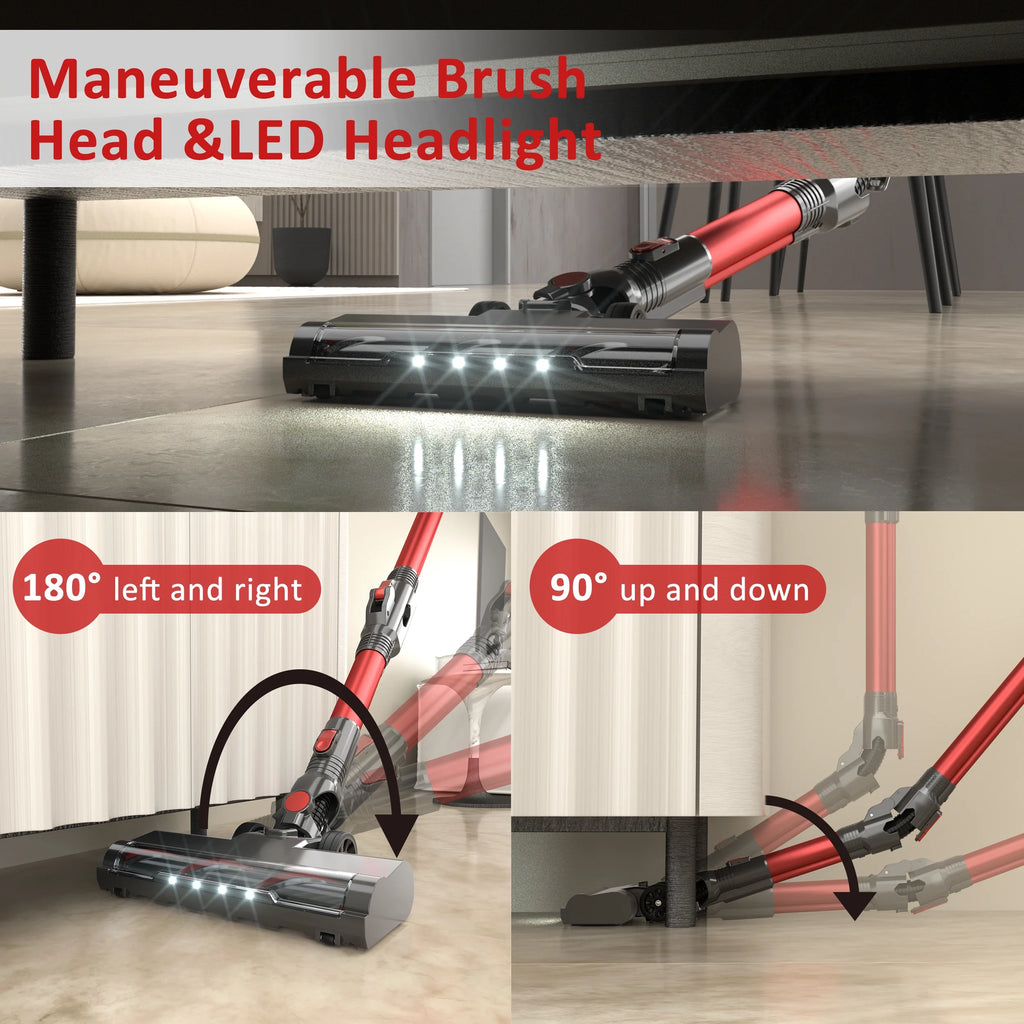 PrettyCare Cordless Stick Vacuum Cleaner Lightweight for Carpet Floor Pet Hair M2