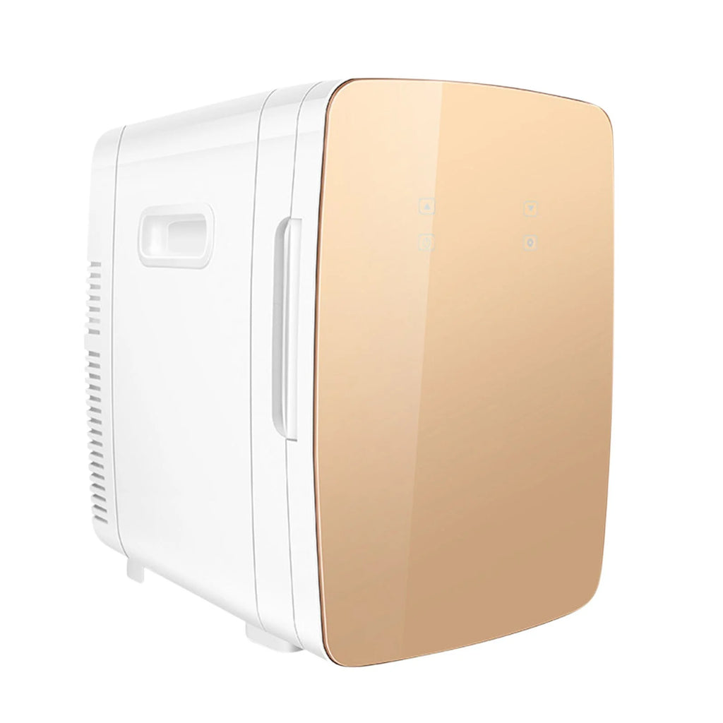 FYHALE Mini Fridge with Freezer, 15 L/21 Can Personal Refrigerator, Portable Cooler &Warmer, Beverage & Skincare, 110V/12V, Gold