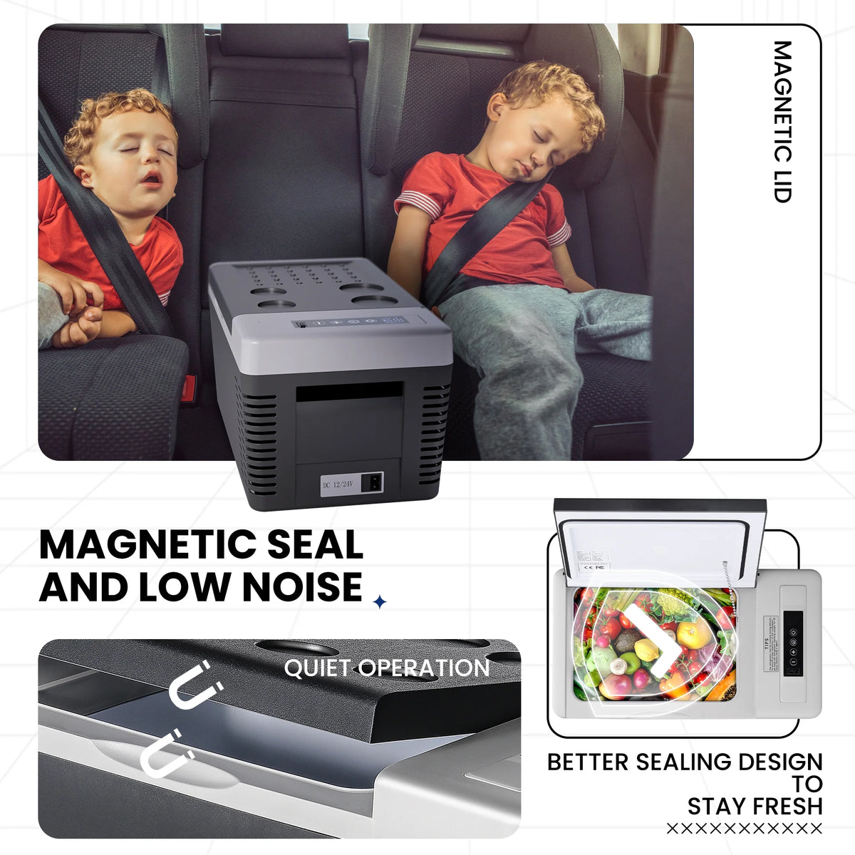 Simzlife 12 Volt 19QT(18L) Portable Car Refrigerator, -4�H~50�H, 12/24V DC & 110-240V AC, Mini Fridge for RV Camping, Travel, Truck, Home, Black