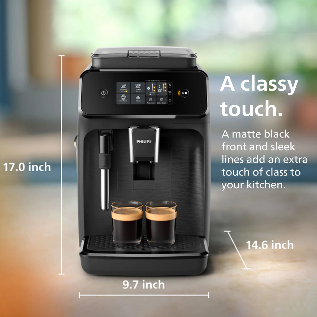 Philips 1200 Fully Automatic Espresso Machine with Milk Frother, Black