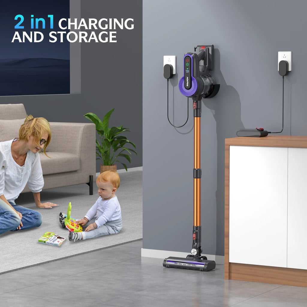 Roanow Cordless Vacuum Cleaner, 38KPA/55Mins with Display Stick Vacuum for Home Hardwood Floor Carpet Pet