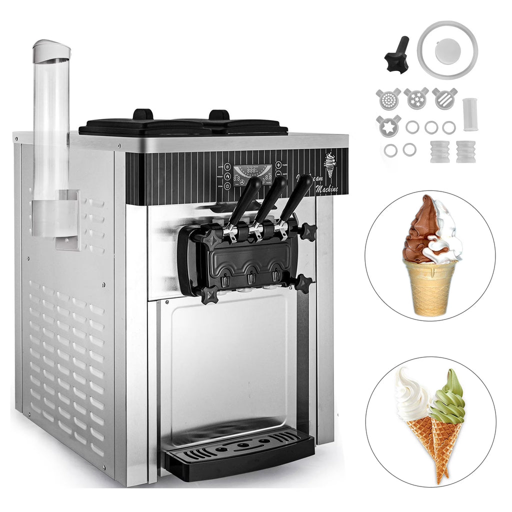 SIHAO 1200W Commercial Ice Cream Machine Countertop 18L/H Soft Serve Ice Cream Maker with LED Display