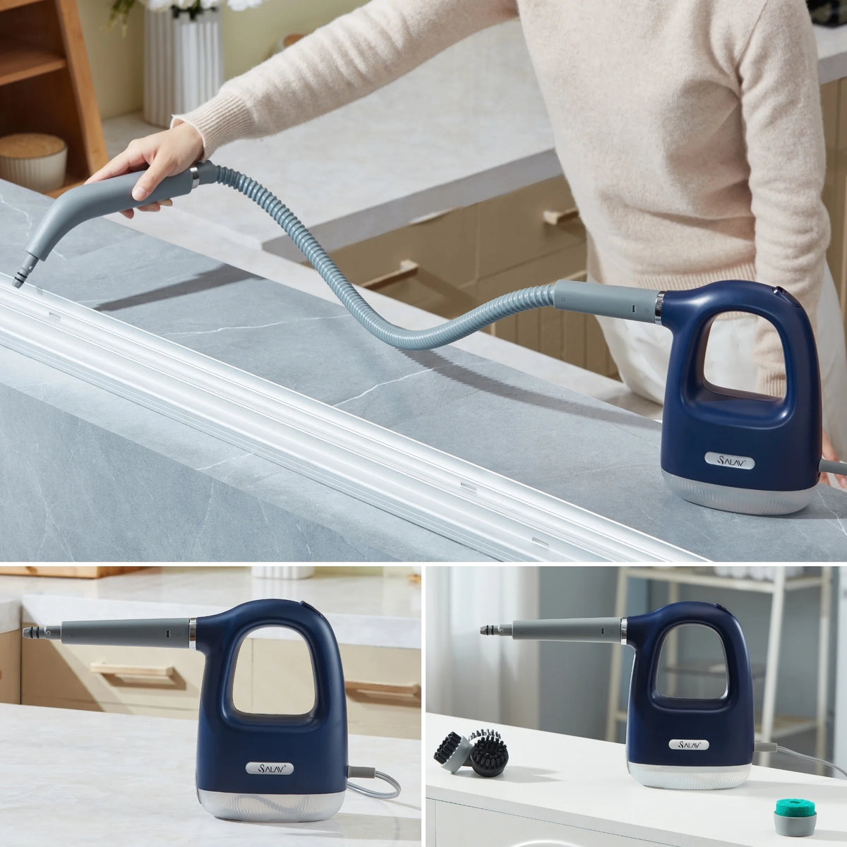 SALAV? CS-100 CleanSteam Compact Steam Cleaner, Navy