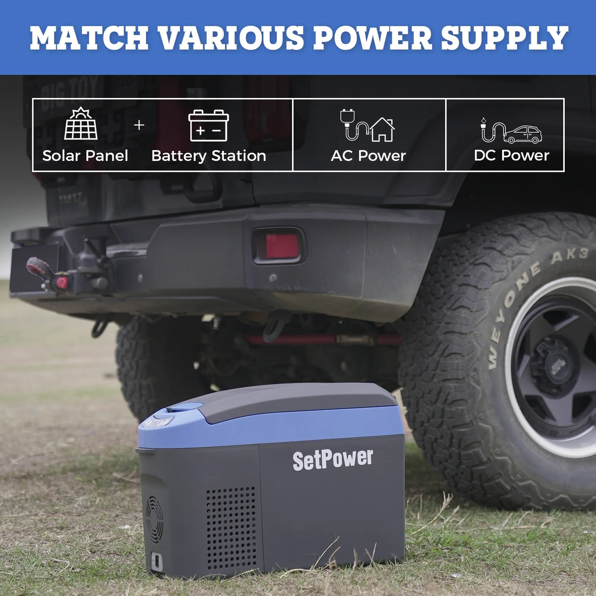 Setpower AB15 12 Volt Refrigerator,16 Quart(15L) Electric Cooler,Portable Car Refrigerator RV Fridge,12v Cooler for Camping,Travel,RV,Vehicles,MPV,SUV,Van;3-Year Warranty (Blue)