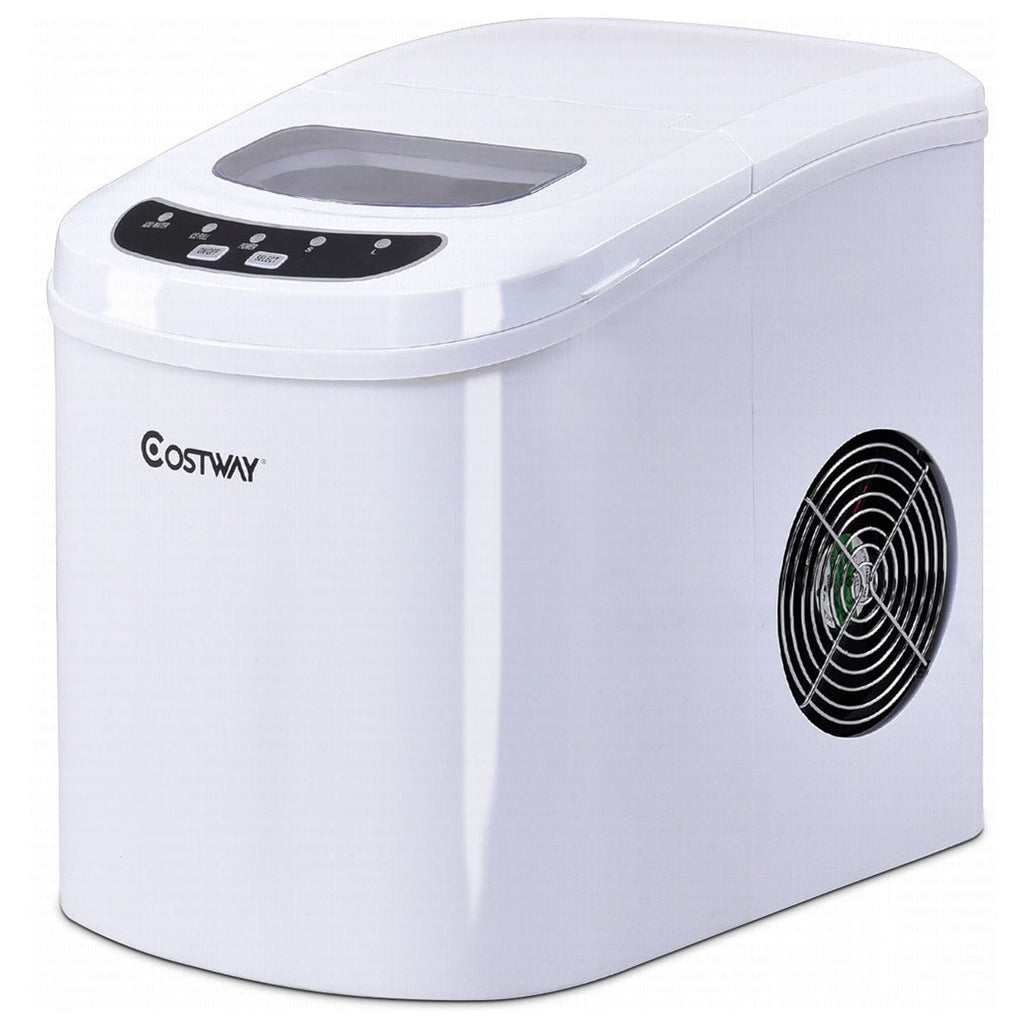 Costway Silver Portable Compact Electric Ice Maker Machine Mini Cube 26lb/Day