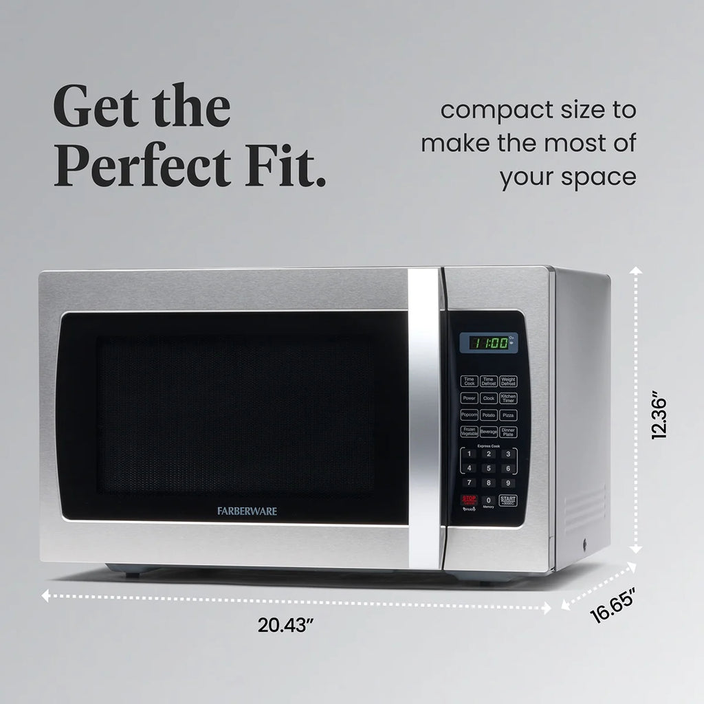 Farberware Smart Sensor Countertop Microwave Oven with LED Lighting & Child Lock, 1.3 Cu Ft