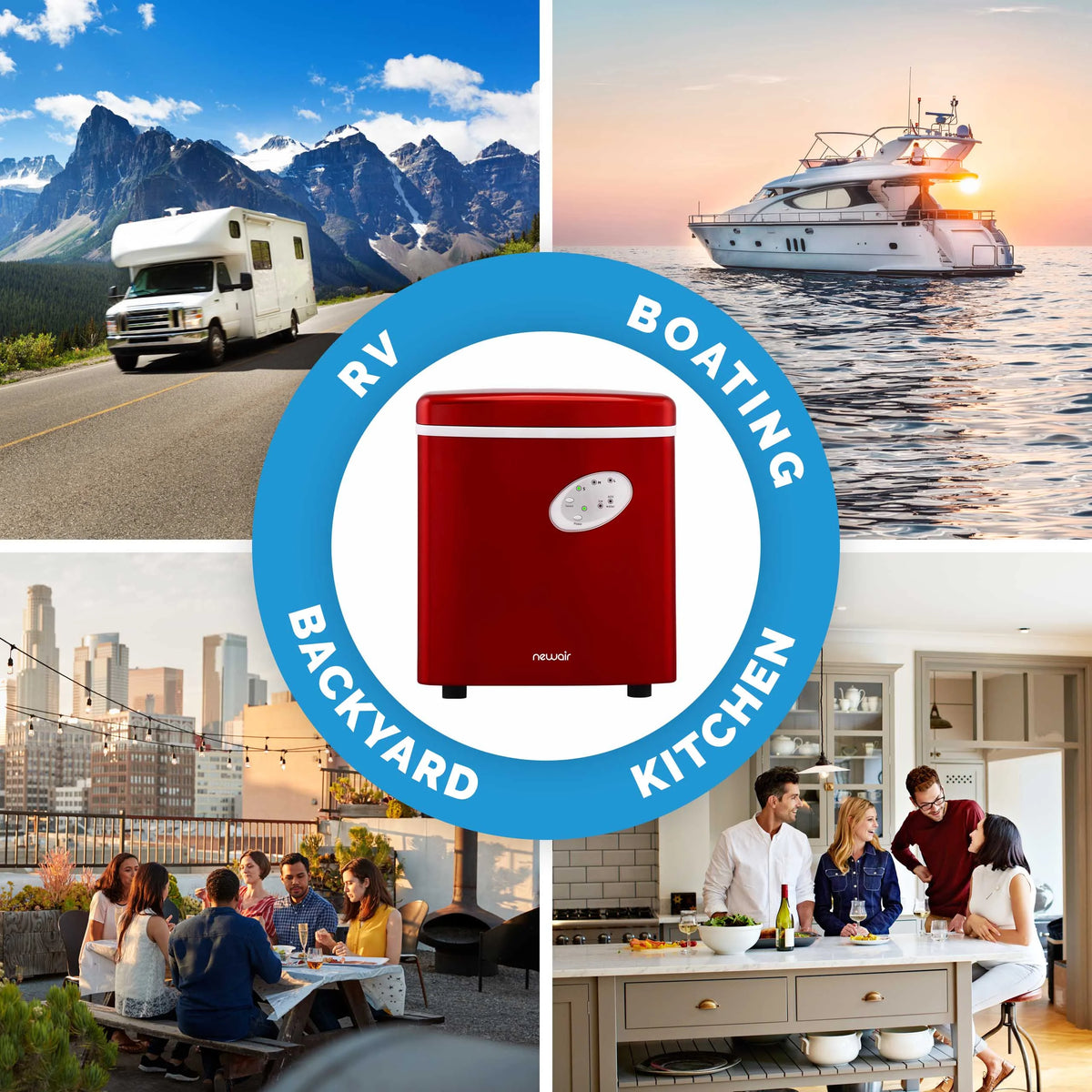 Newair 28 lb. Portable Bullet Ice Maker in Red